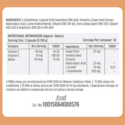 HealthKart HK Vitals Glutathione, 30 capsules Sasto Supplement HealthKart HK Vitals Glutathione, 30 capsules Sasto Supplement
